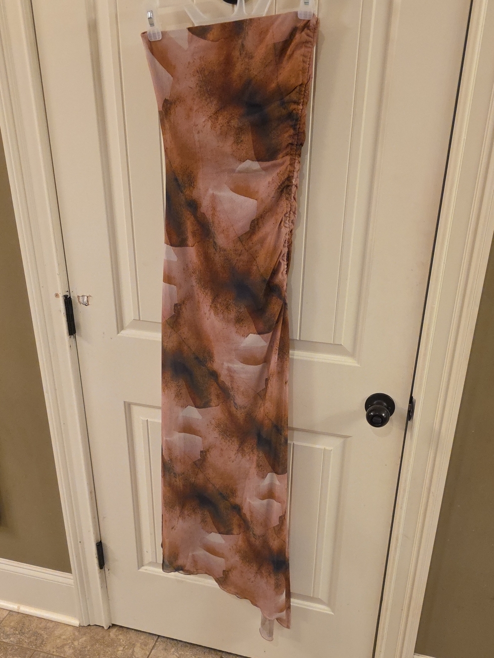 Windsor Brown Abstract Sheer Curtain Panel